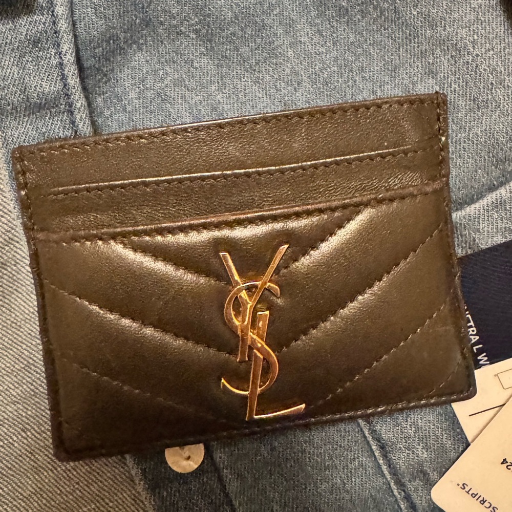 Yves Saint Laurent Black Leather Card Holder